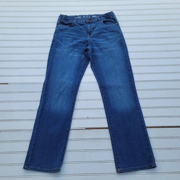 Place Boys Adjustable Waist Stretch Straight Denim Blue Jeans 30x26 Sz 14 - Picture 1 of 10